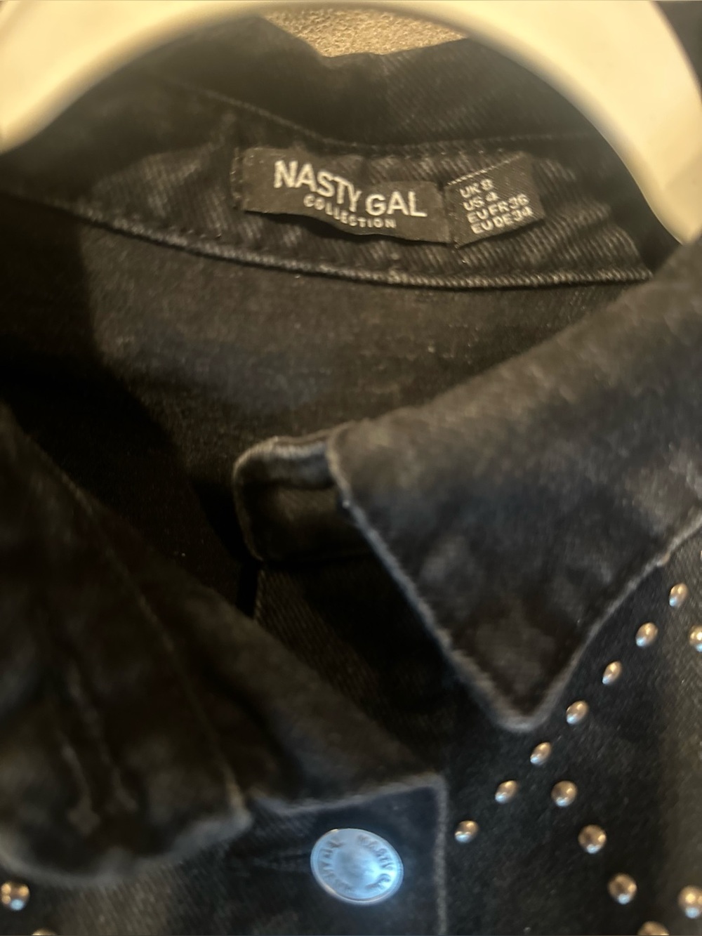 Nasty Gal Black Studded Cropped Denim Jacket - Diamond Accent - Picture 4 of 7